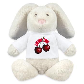 4 🍒 cerises chaudes et lettrage amusant - Lapin en peluche recyclé MiniFeet® Crème - blanc - Devant