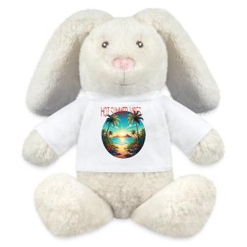Ambiance estivale chaude - Lapin en peluche recyclé MiniFeet® Crème - blanc - Devant