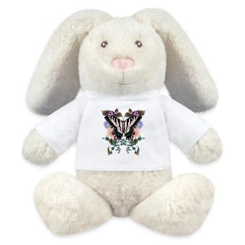 Butterfly dovetail with flowers - MiniFeet® RecycelHase® Bunny Cream - white - Front
