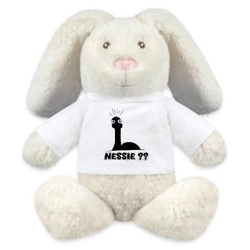 Nessie?? Minimale Loch Ness Illustration - MiniFeet® RecycelHase® Creme - Weiß - Vorne