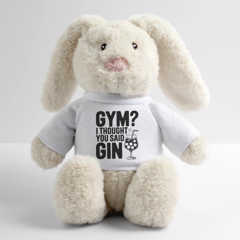 Fitnessstudio oder Gin? Lustiges Zitat MiniFeet® RecycelHase® Creme
