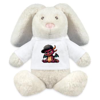 dragon hiphop mauve casquette - Lapin en peluche recyclé MiniFeet® Crème - blanc - Devant