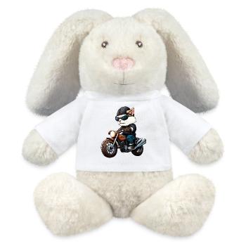 Motorradfahrer Katze - MiniFeet® RecycelHase® Creme - Weiß - Vorne