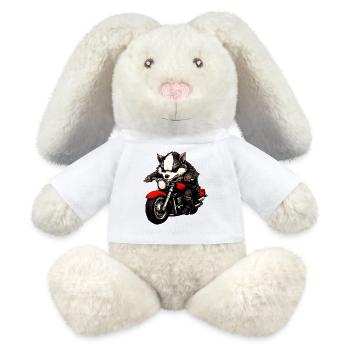 Motorcyclist Badger - MiniFeet® RecycelHase® Bunny Cream - white - Front