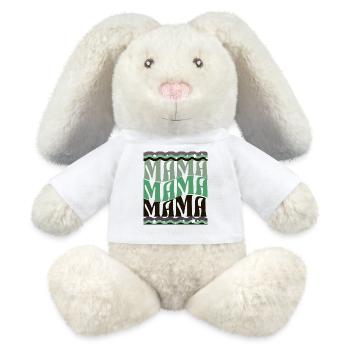 MAMA Waves Motif Vert Marron - Lapin en peluche recyclé MiniFeet® Crème - blanc - Devant