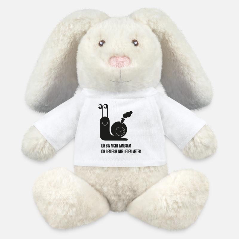 Snail with funny saying - MiniFeet® RecycelHase® Bunny Cream - white