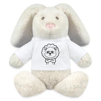 Illustration de bande dessinée du Lion en colère - Lapin en peluche recyclé MiniFeet® Crème - blanc - Devant