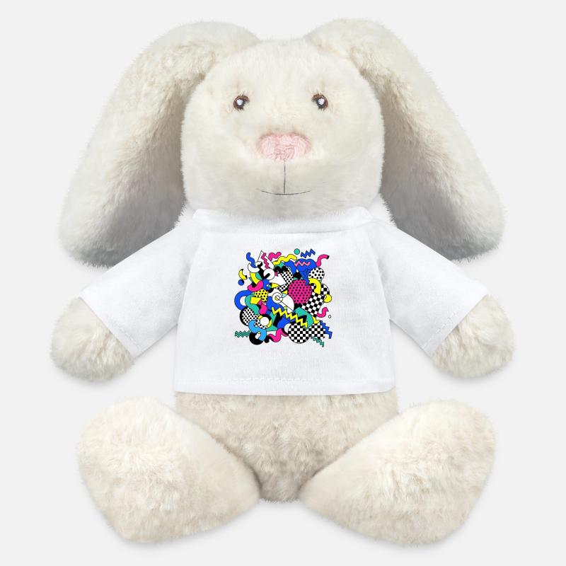 Neon Chaos Pop Art Muster - MiniFeet® RecycelHase® Creme - Weiß