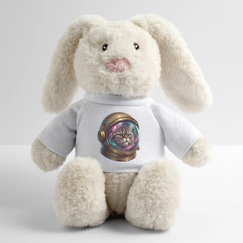Astronaute chat dans un casque spatial Lapin en peluche recyclé MiniFeet® Crème