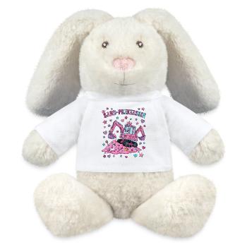 Sand Princess: Pink Excavator - MiniFeet® RecycelHase® Bunny Cream - white - Front