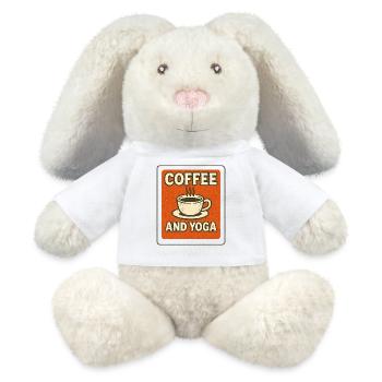 Kaffee- und Yoga-Retro-T-Shirt - MiniFeet® RecycelHase® Creme - Weiß - Vorne
