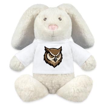 Tête de hibou protectrice style pixel - Lapin en peluche recyclé MiniFeet® Crème - blanc - Devant