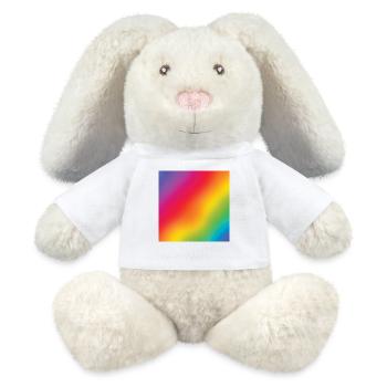 Süße Regenbogen-Druck - Regenbogen-Liebhaber-Geschenk - MiniFeet® RecycelHase® Creme - Weiß - Vorne