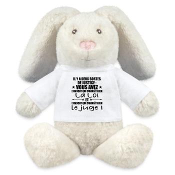 Il y a Deux Sortes de Justice / Humour Avocat - Lapin en peluche recyclé MiniFeet® Crème - blanc - Devant
