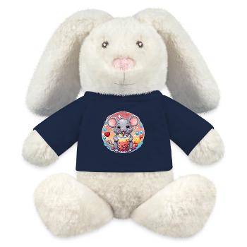 Kleine Süße Maus mit Erfrischung und Strohhalm - MiniFeet® RecycelHase® Creme - French Navy - Vorne
