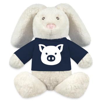 Tête de cochon truie - Lapin en peluche recyclé MiniFeet® Crème - bleu marine - Devant