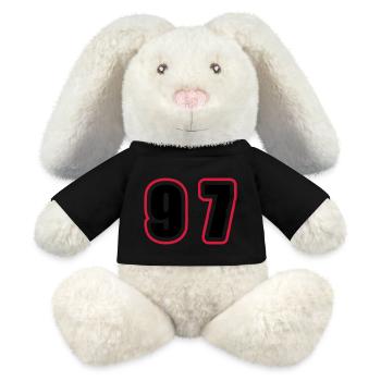 97 Nombre Collège - Lapin en peluche recyclé MiniFeet® Crème - noir - Devant