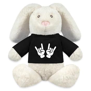 Icône de main Partie - Lapin en peluche recyclé MiniFeet® Crème - noir - Devant