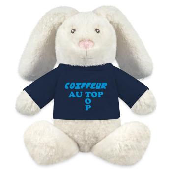 COIFFEUR au top - Lapin en peluche recyclé MiniFeet® Crème - bleu marine - Devant