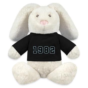 1982 Jahr Geburtstag - MiniFeet® RecycelHase® Creme - Schwarz - Vorne