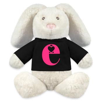 Buchstabe e Anfangsbuchstabe mit Herz - MiniFeet® RecycelHase® Creme - Schwarz - Vorne