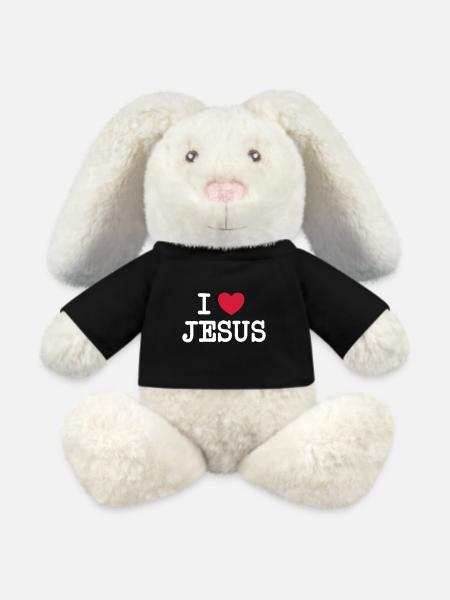 Ich liebe Jesus - MiniFeet® RecycelHase® Creme - Schwarz