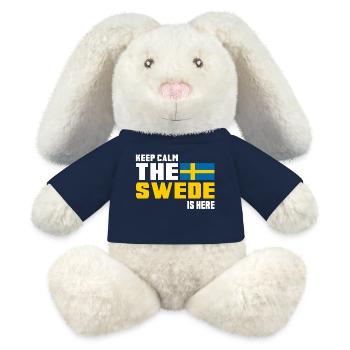 Keep Calm The Swede is Here/ Schweden Geschenk - MiniFeet® RecycelHase® Creme - French Navy - Vorne