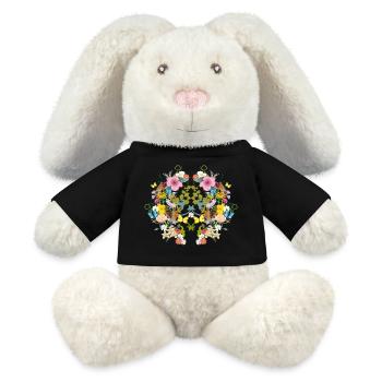 symmetrische Blüten,Vögel und Schmetterlinge - MiniFeet® RecycelHase® Creme - Schwarz - Vorne