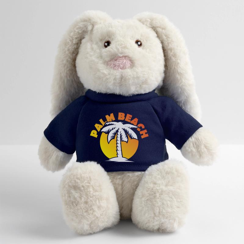 Palm Beach Palm Tree Sun Sunset Icon Lapin en peluche recyclé MiniFeet® Crème