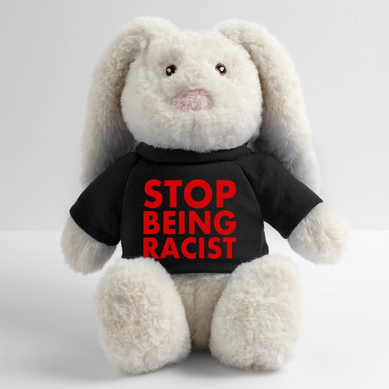 Stop being racist Lapin en peluche recyclé MiniFeet® Crème