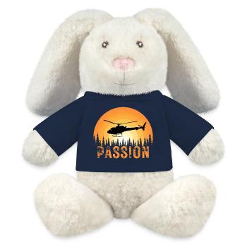 Pilote d’hélicoptère - Lapin en peluche recyclé MiniFeet® Crème - bleu marine - Devant