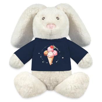 Crème glacée - Lapin en peluche recyclé MiniFeet® Crème - bleu marine - Devant