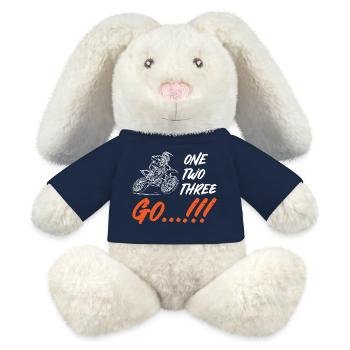 Un Deux Trois Go Motocross - Lapin en peluche recyclé MiniFeet® Crème - bleu marine - Devant