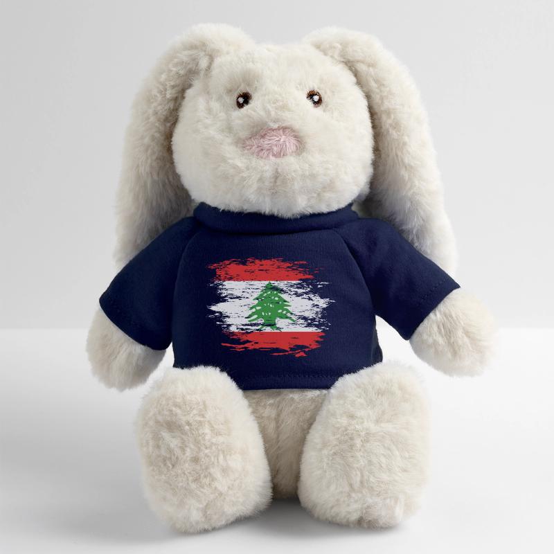 Drapeau du Liban utilisé Lapin en peluche recyclé MiniFeet® Crème
