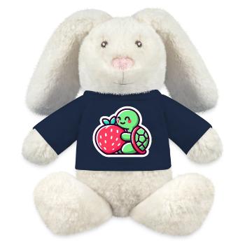 Cute Turtle Hugs a sweet Strawberry - MiniFeet® RecycelHase® Bunny Cream - french navy - Front