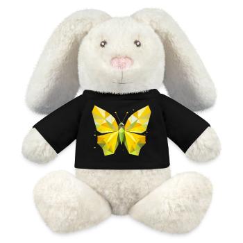 papillon citron jaune vif dans un style moderne - Lapin en peluche recyclé MiniFeet® Crème - noir - Devant