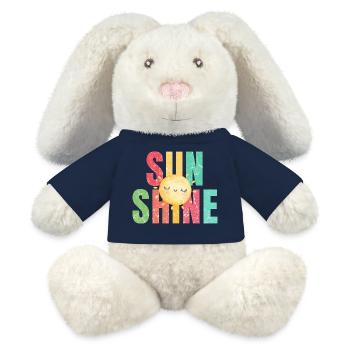 Sonne scheint Retro Sommer Urlaub - MiniFeet® RecycelHase® Creme - French Navy - Vorne