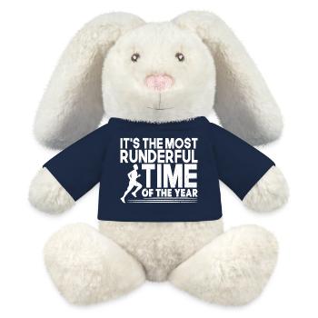 Marathonien Le plus runderful Temps de course - Lapin en peluche recyclé MiniFeet® Crème - bleu marine - Devant