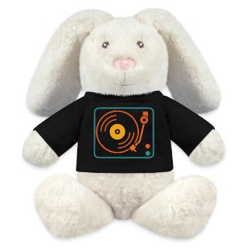 Analog Music Vinyl Record Player Retro - MiniFeet® RecycelHase® Bunny Cream - black - Front