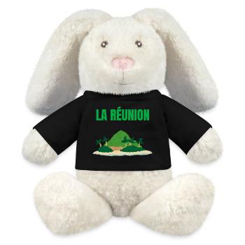 T-shirt île La Réunion tropicale - Lapin en peluche recyclé MiniFeet® Crème - noir - Devant