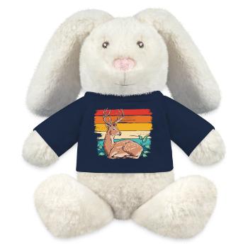 Deer in retro style - MiniFeet® RecycelHase® Bunny Cream - french navy - Front