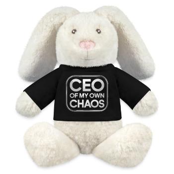  CEO OF MY OWN CHAOS Spruch für Stress im Alltag - MiniFeet® RecycelHase® Creme - Schwarz - Vorne