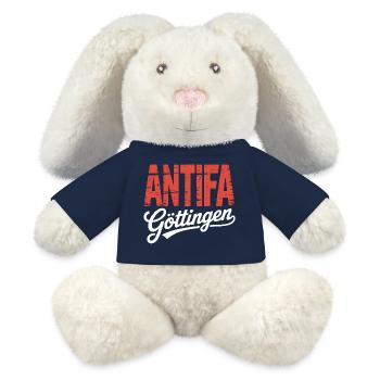 Antifa Göttingen - Antifaschistischer Merch - Lapin en peluche recyclé MiniFeet® Crème - bleu marine - Devant