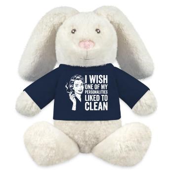 Chemise humoristique domestique pour femmes - Lapin en peluche recyclé MiniFeet® Crème - bleu marine - Devant