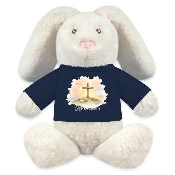 Resurrection He is Risen Easter Jesus - MiniFeet® RecycelHase® Bunny Cream - french navy - Front