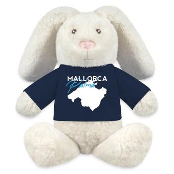 Lettrage Palma Majorque Style Pinceau Moderne - Lapin en peluche recyclé MiniFeet® Crème - bleu marine - Devant