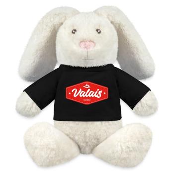 Insigne du Valais Suisse - Lapin en peluche recyclé MiniFeet® Crème - noir - Devant