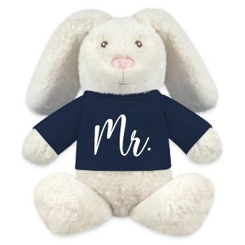 Mr. Matching Paar Verlobung Hochzeit Flitterwochen - MiniFeet® RecycelHase® Creme - French Navy - Vorne