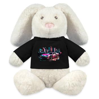 Retro Synthwave Sports Car - MiniFeet® RecycelHase® Bunny Cream - black - Front