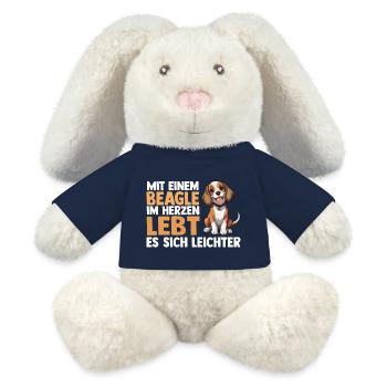 Hund Beagle - MiniFeet® RecycelHase® Creme - French Navy - Vorne